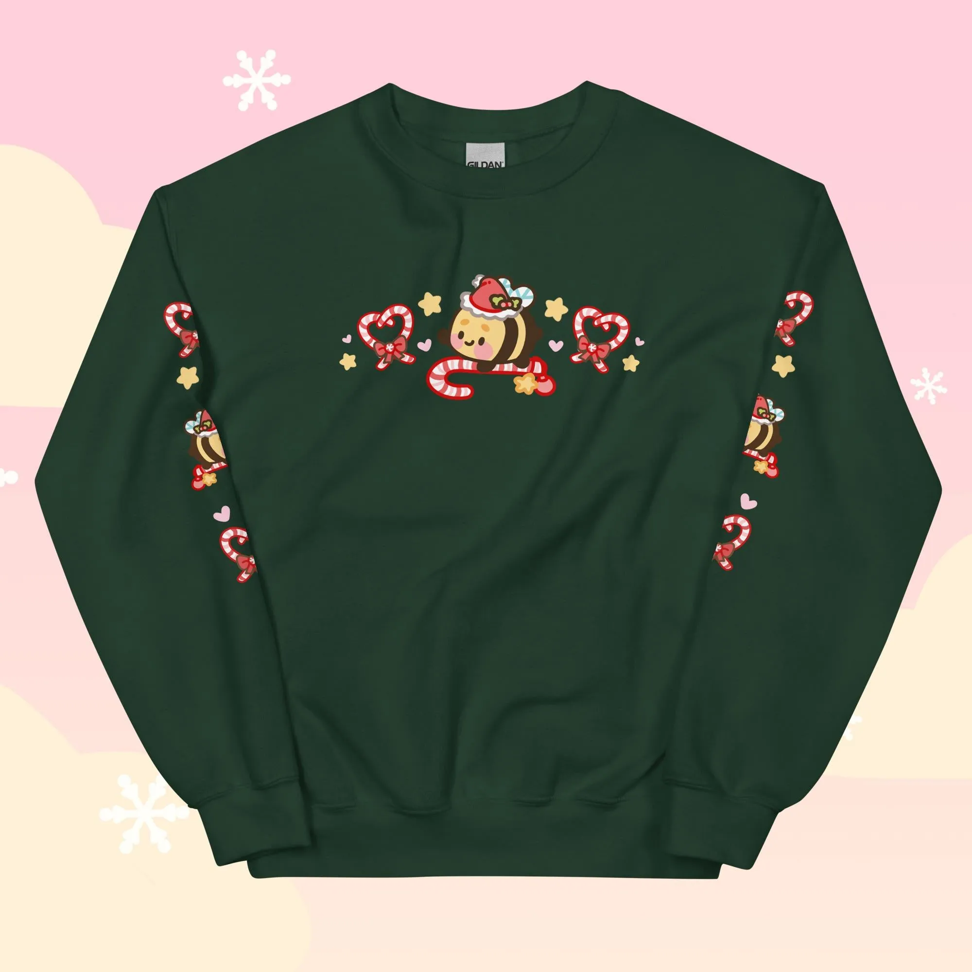 Candy Cane Lane Christmas Sweater Jumper | Kawaii Bumble Bee Holiday Apparel | Festive Winter Clothing