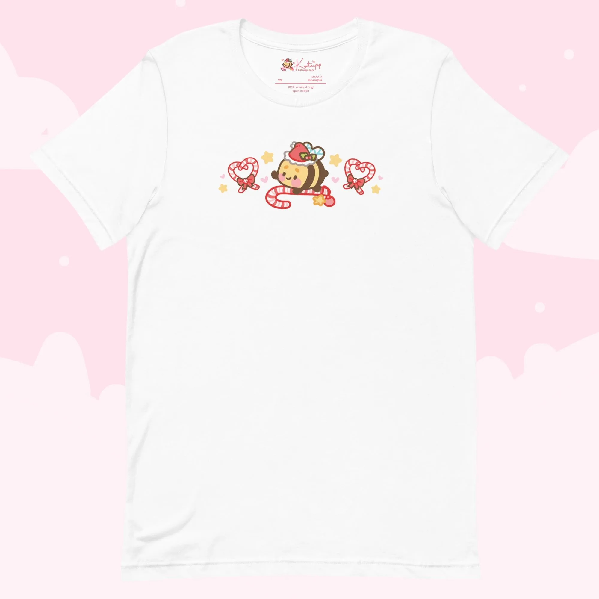 Candy Cane Lane Christmas T-Shirt | Bumble Bee Kawaii Holiday Apparel | Festive Lightweight Winter Clothing