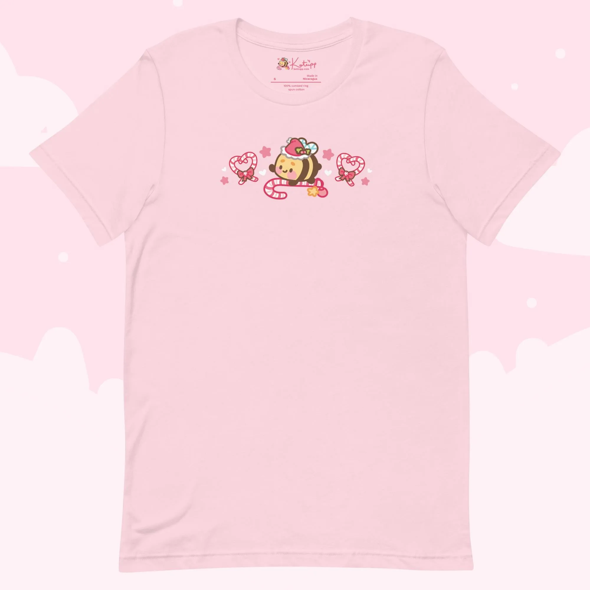 Candy Cane Lane Christmas T-Shirt | Bumble Bee Kawaii Holiday Apparel | Festive Lightweight Winter Clothing