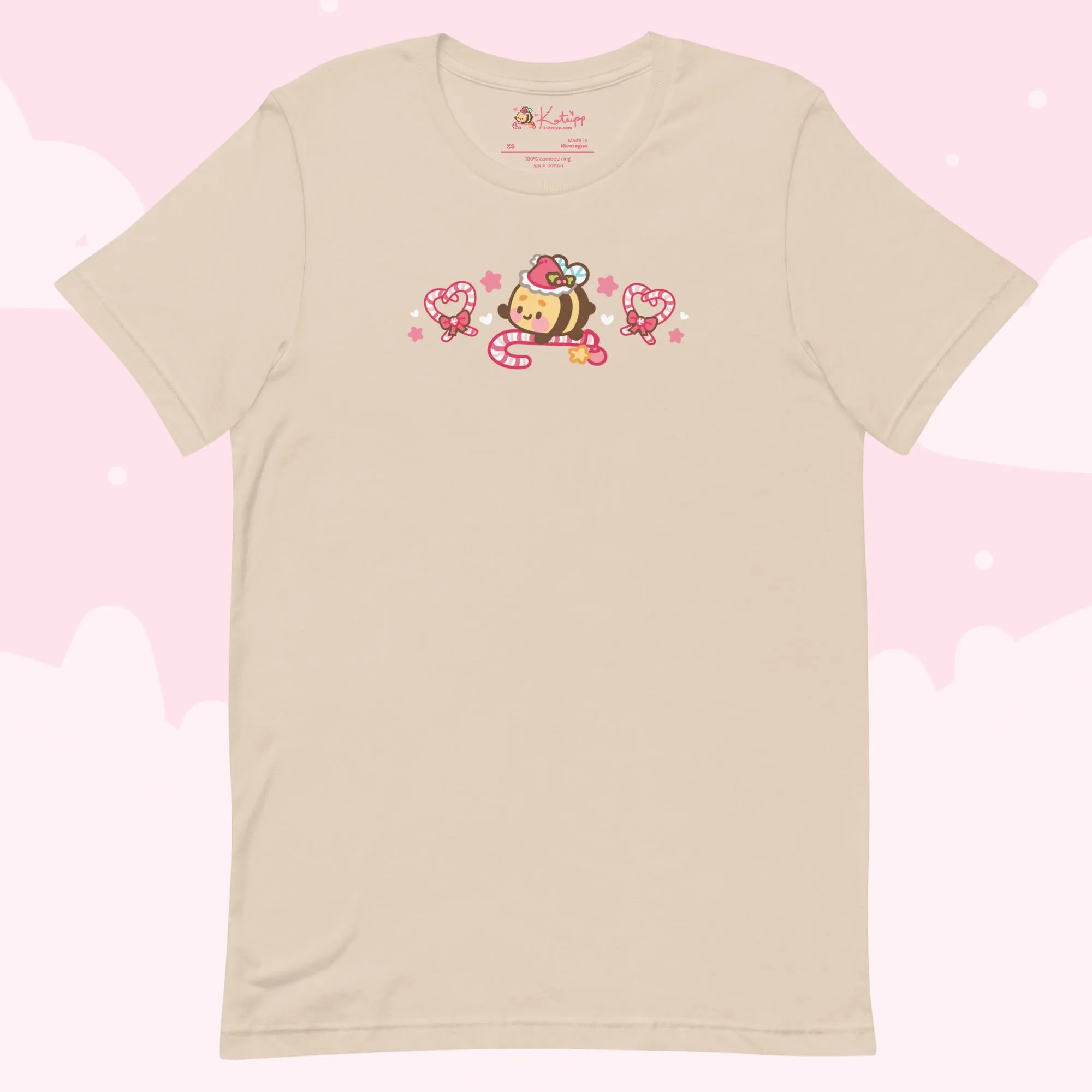Candy Cane Lane Christmas T-Shirt | Bumble Bee Kawaii Holiday Apparel | Festive Lightweight Winter Clothing