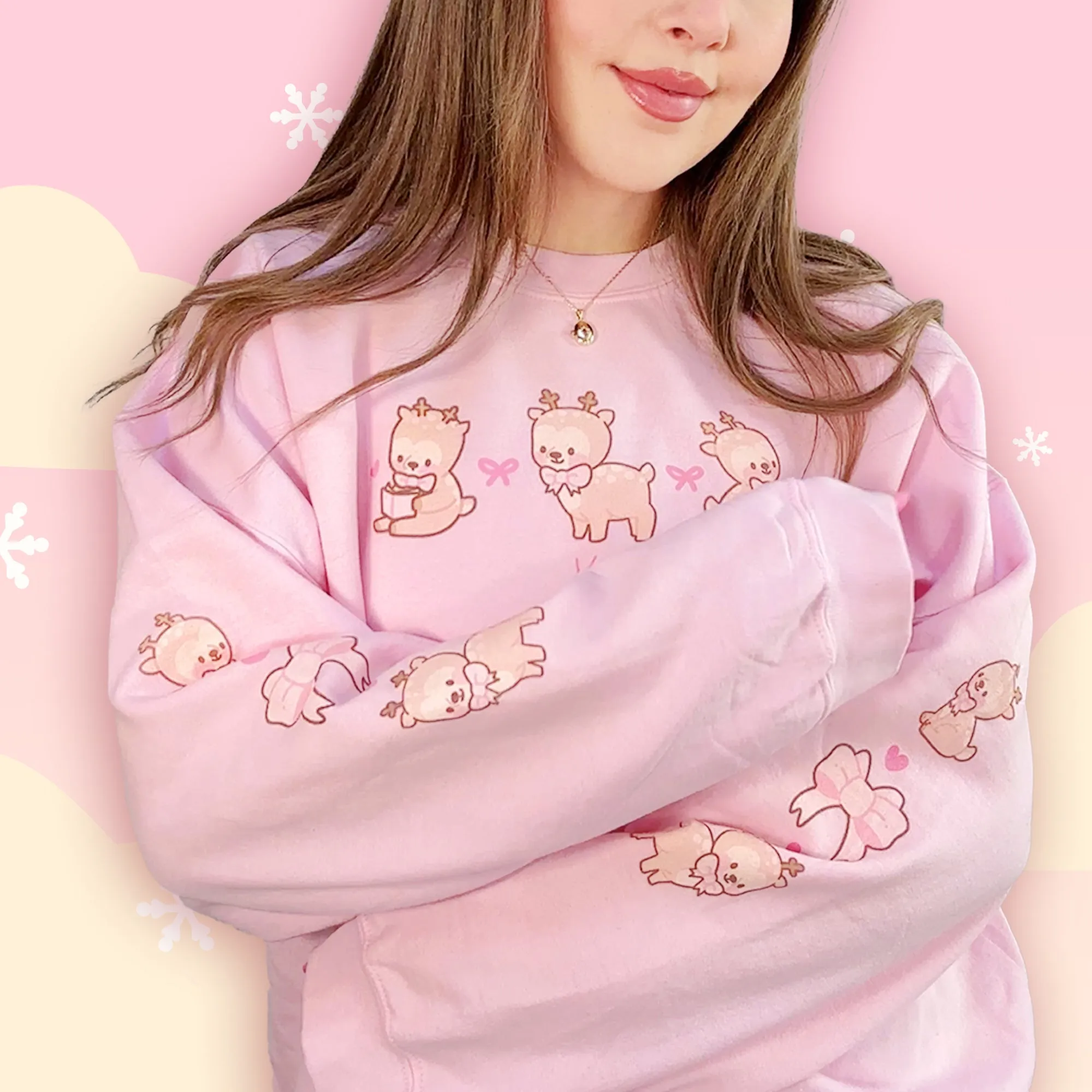 Cinnamon the Chubby Reindeer Cute Christmas Sweater | Festive Holiday Season Kawaii Sweatshirt | Cozy Warm Winter Sweater