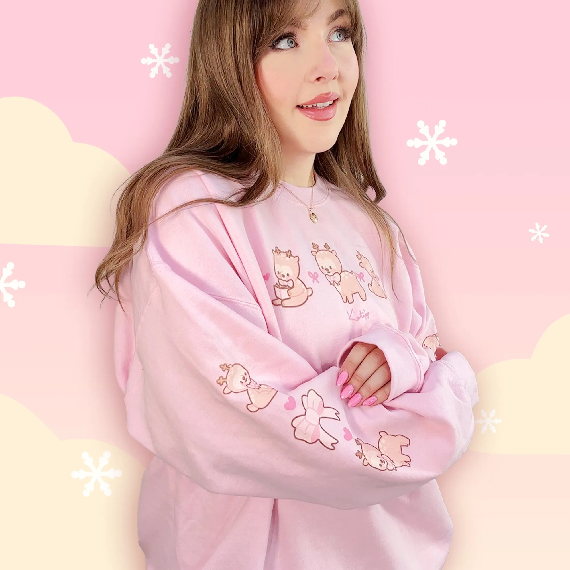 Cinnamon the Chubby Reindeer Cute Christmas Sweater | Festive Holiday Season Kawaii Sweatshirt | Cozy Warm Winter Sweater
