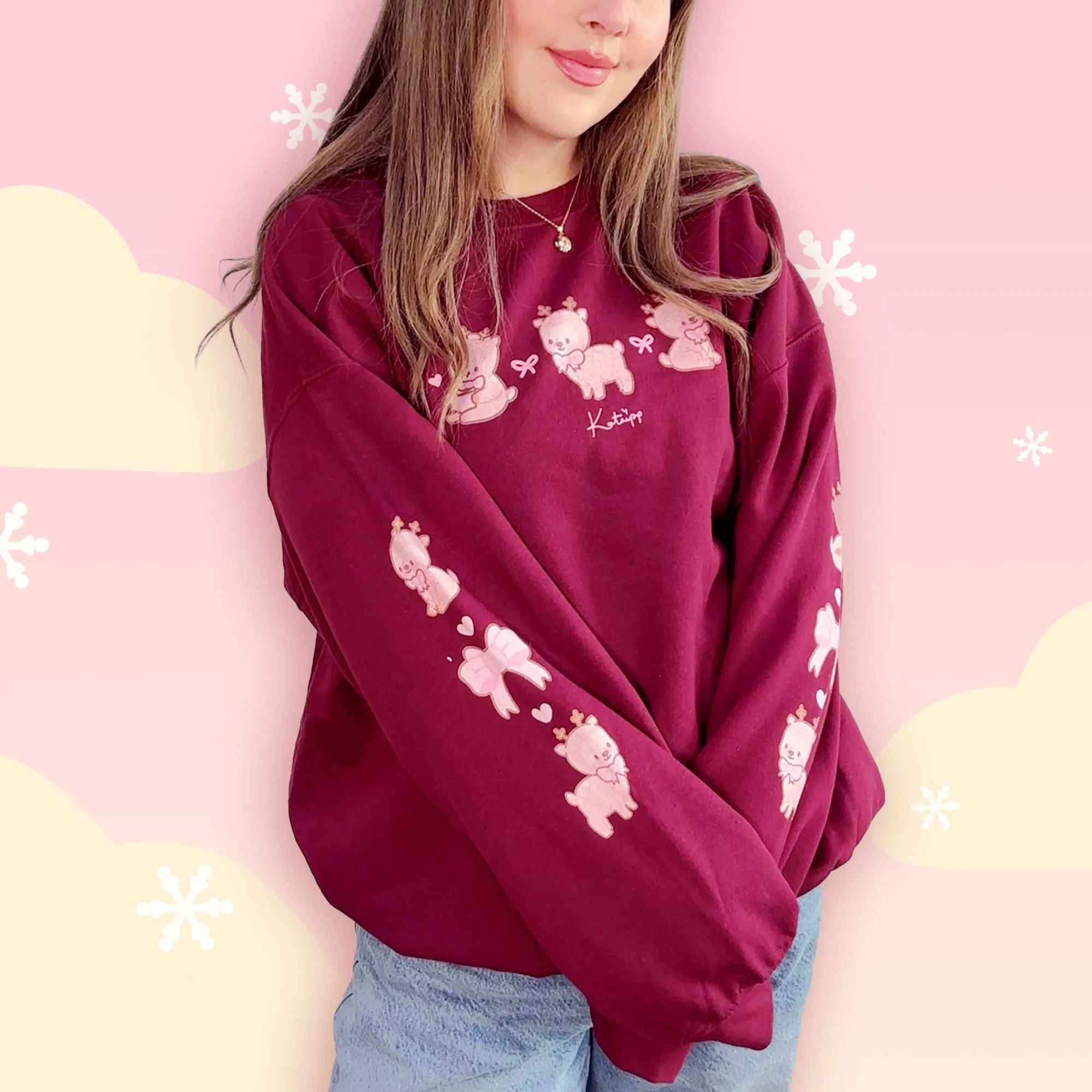 Cinnamon the Chubby Reindeer Cute Christmas Sweater | Festive Holiday Season Kawaii Sweatshirt | Cozy Warm Winter Sweater