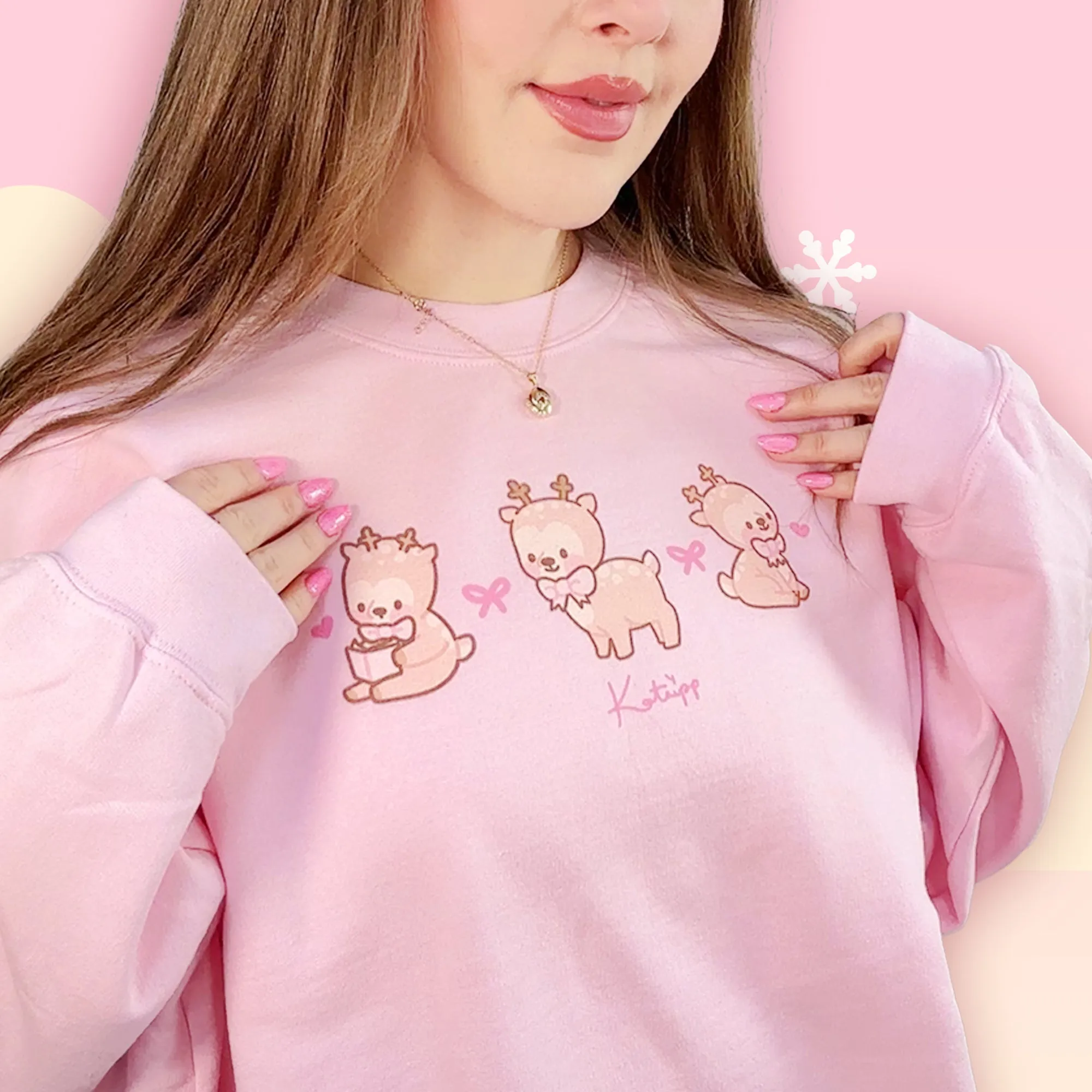 Cinnamon the Chubby Reindeer Cute Christmas Sweater | Festive Holiday Season Kawaii Sweatshirt | Cozy Warm Winter Sweater