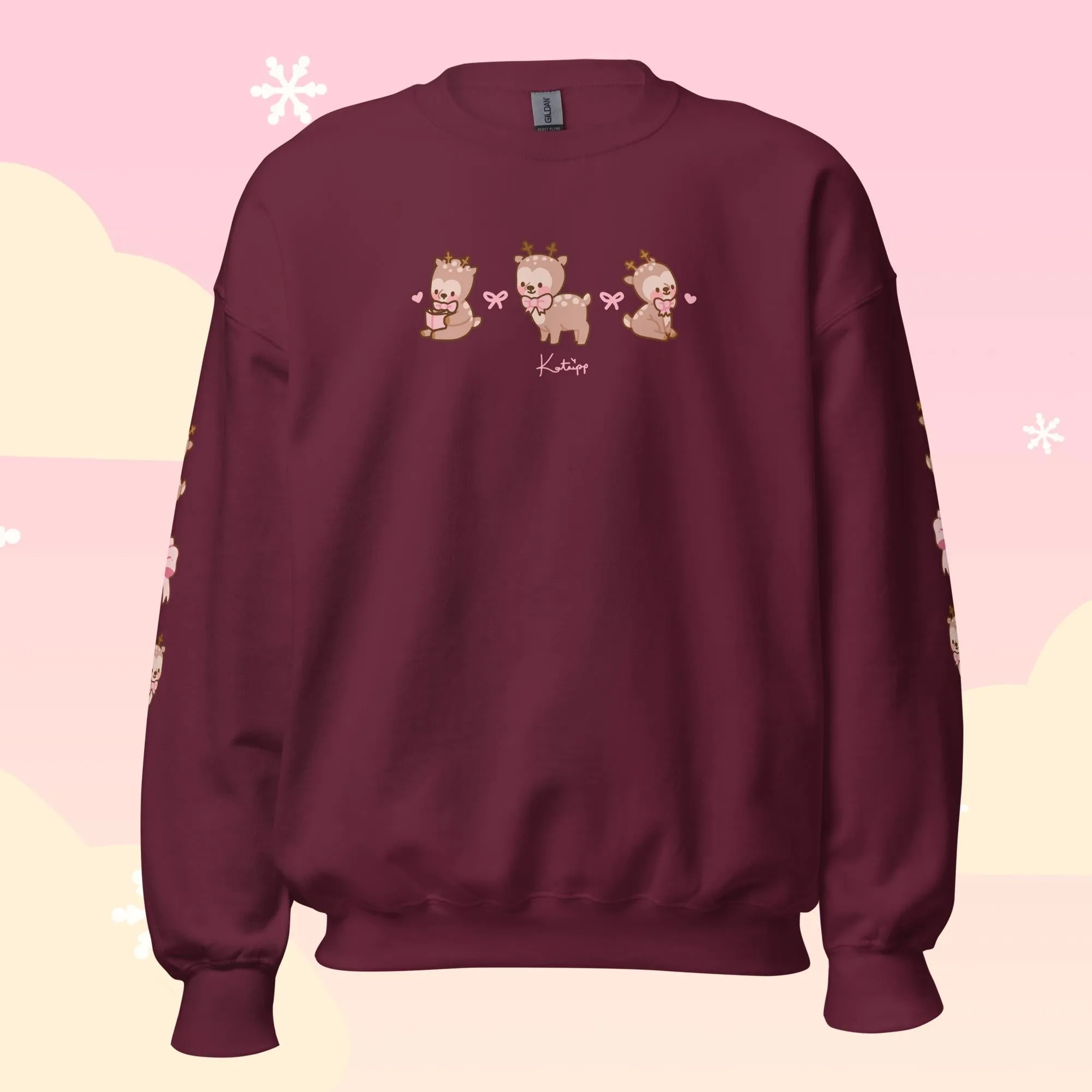Cinnamon the Chubby Reindeer Cute Christmas Sweater | Festive Holiday Season Kawaii Sweatshirt | Cozy Warm Winter Sweater