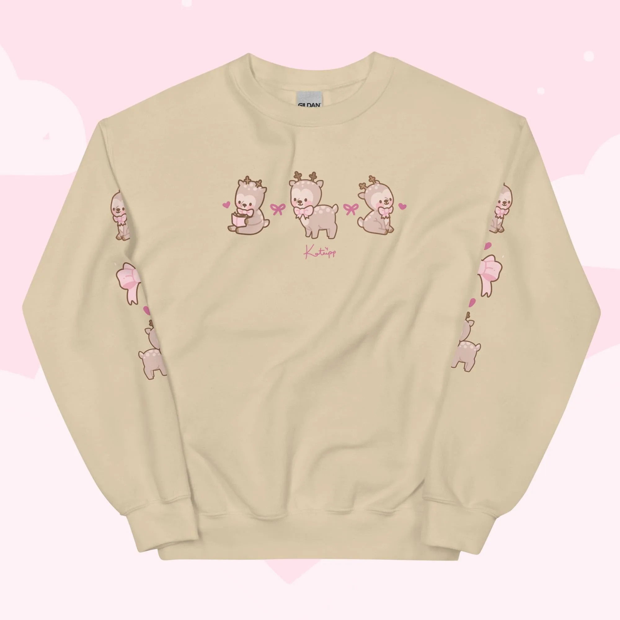 Cinnamon the Chubby Reindeer Cute Christmas Sweater | Festive Holiday Season Kawaii Sweatshirt | Cozy Warm Winter Sweater