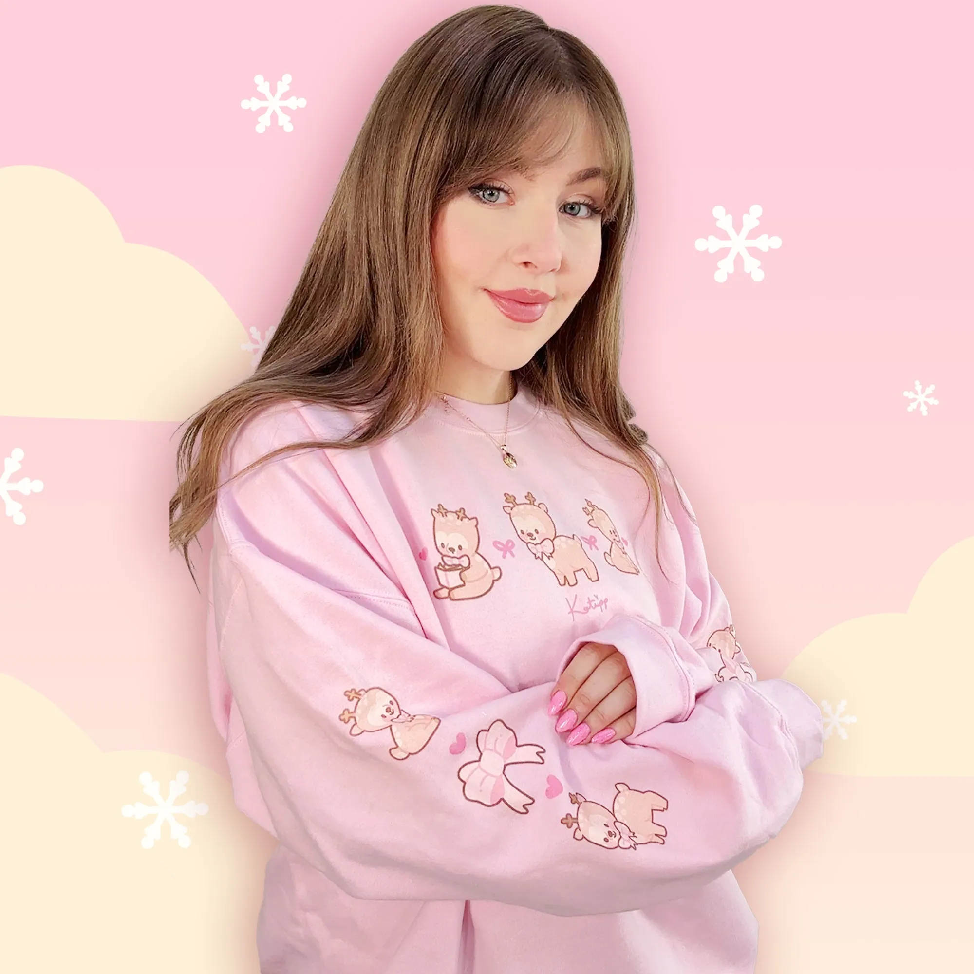 Cinnamon the Chubby Reindeer Cute Christmas Sweater | Festive Holiday Season Kawaii Sweatshirt | Cozy Warm Winter Sweater