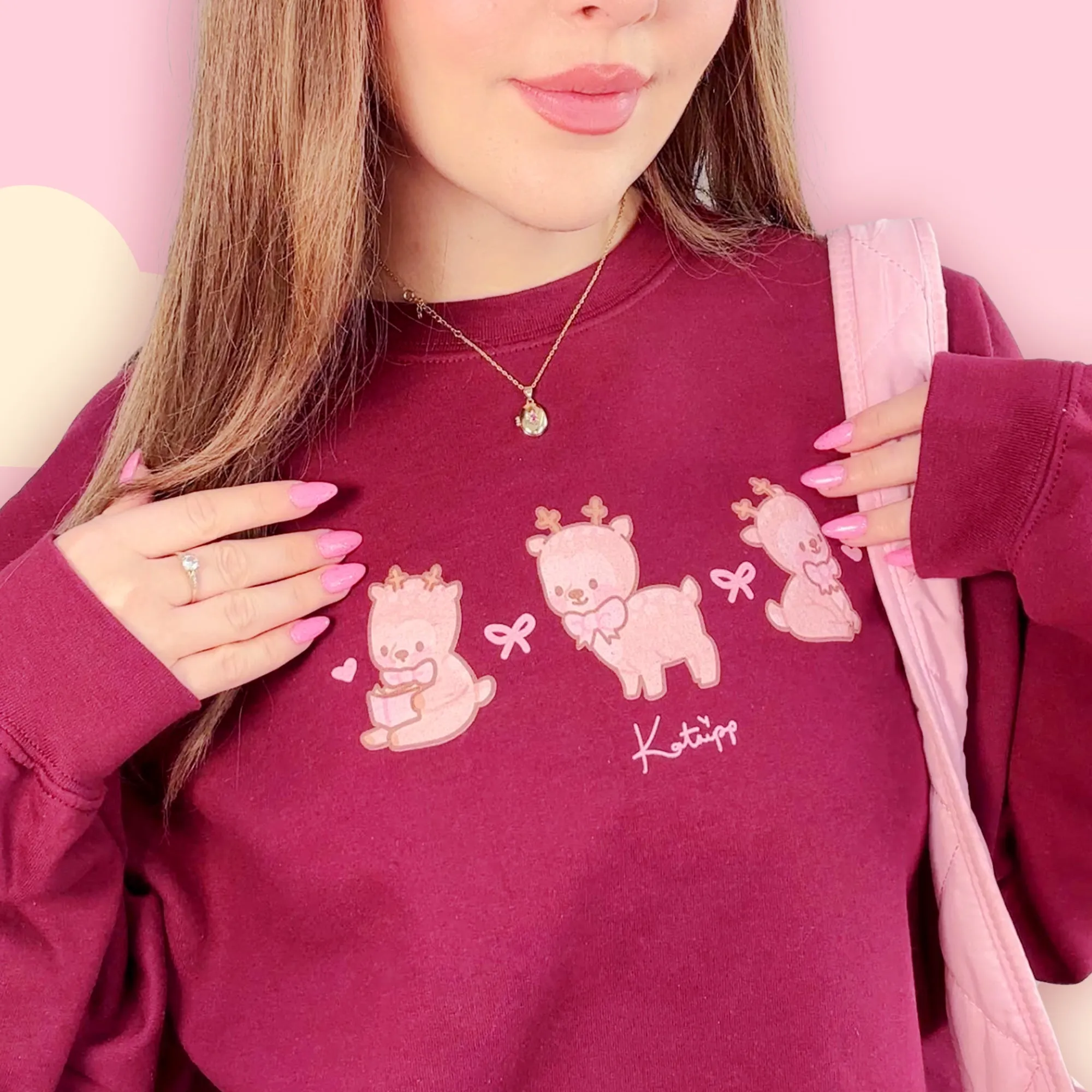 Cinnamon the Chubby Reindeer Cute Christmas Sweater | Festive Holiday Season Kawaii Sweatshirt | Cozy Warm Winter Sweater