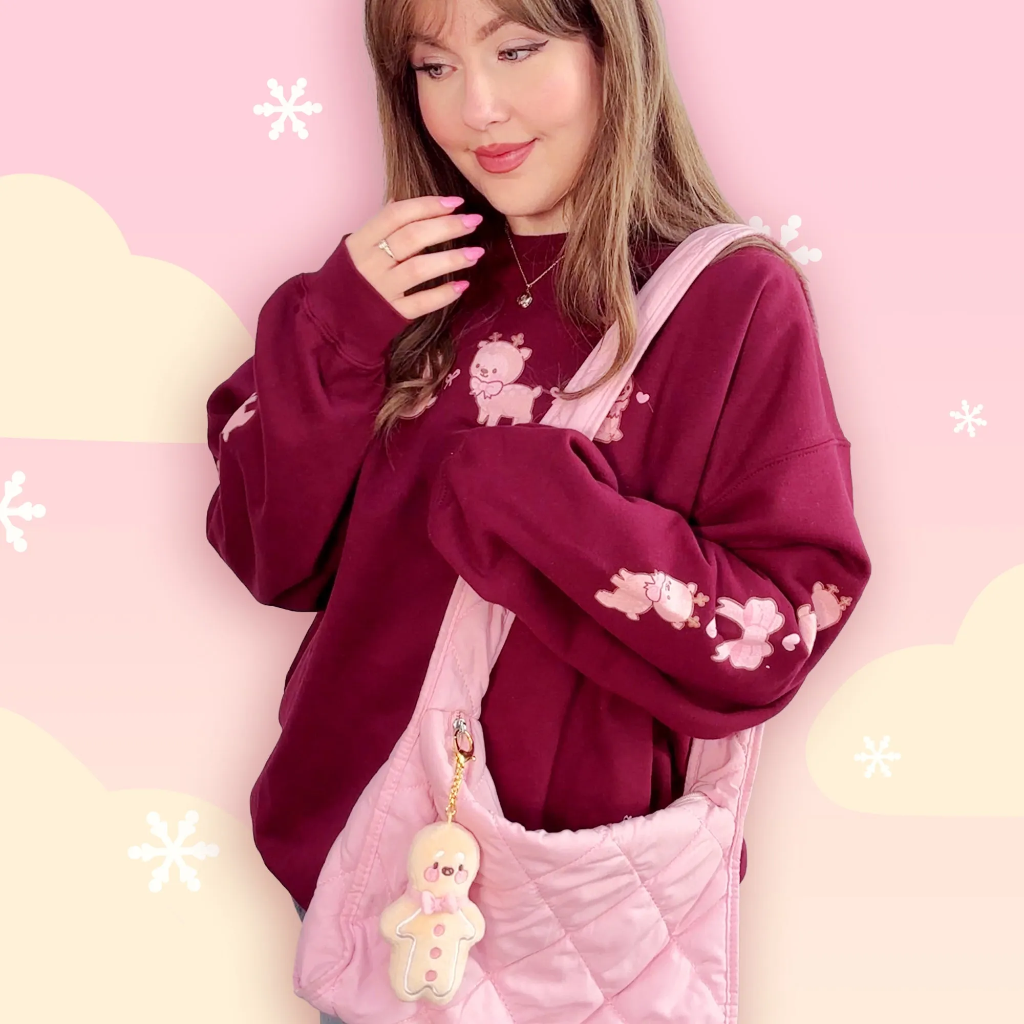 Cinnamon the Chubby Reindeer Cute Christmas Sweater | Festive Holiday Season Kawaii Sweatshirt | Cozy Warm Winter Sweater