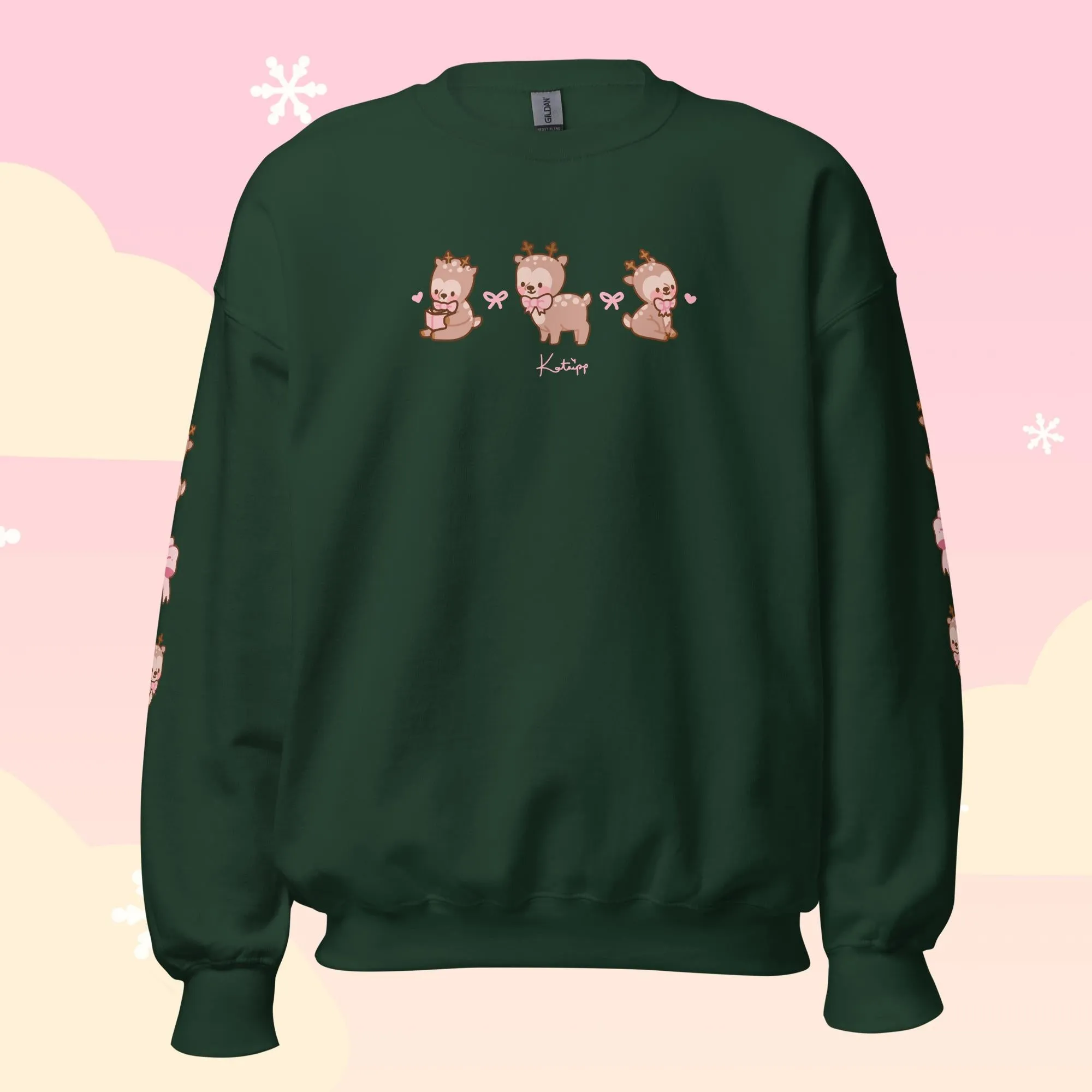 Cinnamon the Chubby Reindeer Cute Christmas Sweater | Festive Holiday Season Kawaii Sweatshirt | Cozy Warm Winter Sweater