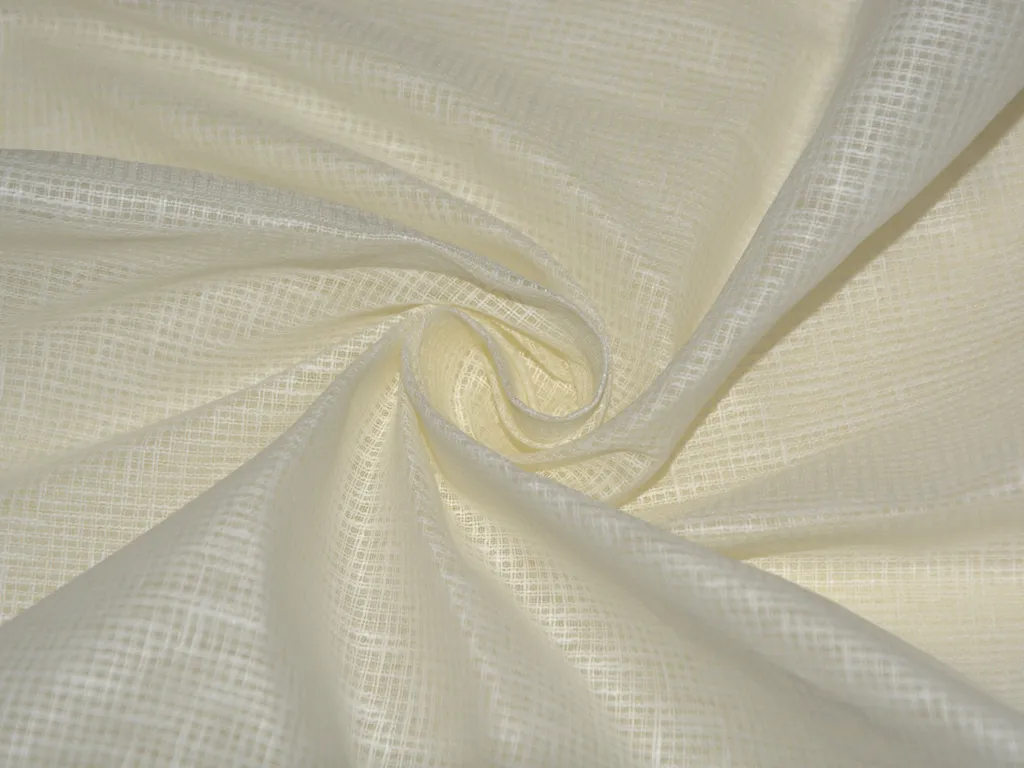 Cream Check Loose Weave Superior Cotton Linen Shirting Fabric