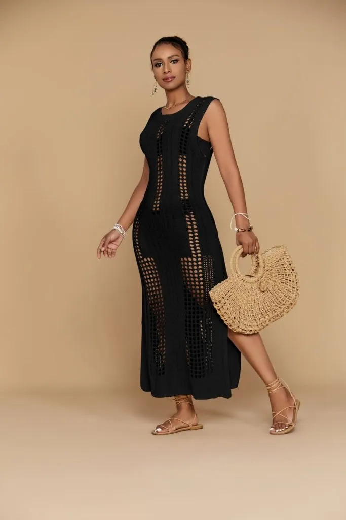 Crochet Swimwear Mesh Coverup Dress