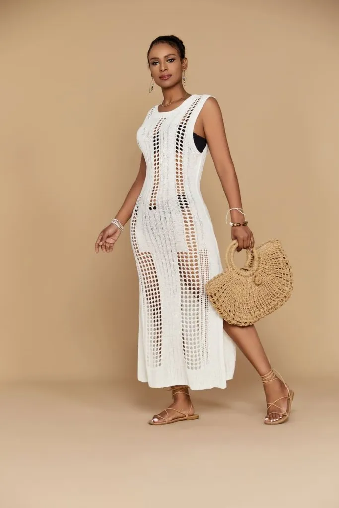 Crochet Swimwear Mesh Coverup Dress