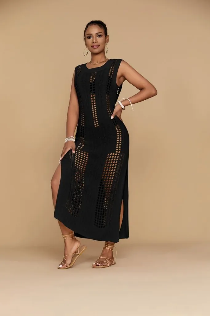 Crochet Swimwear Mesh Coverup Dress