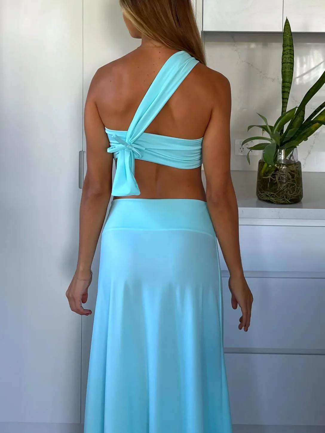 Cross Shoulder Design Swimsuit Set