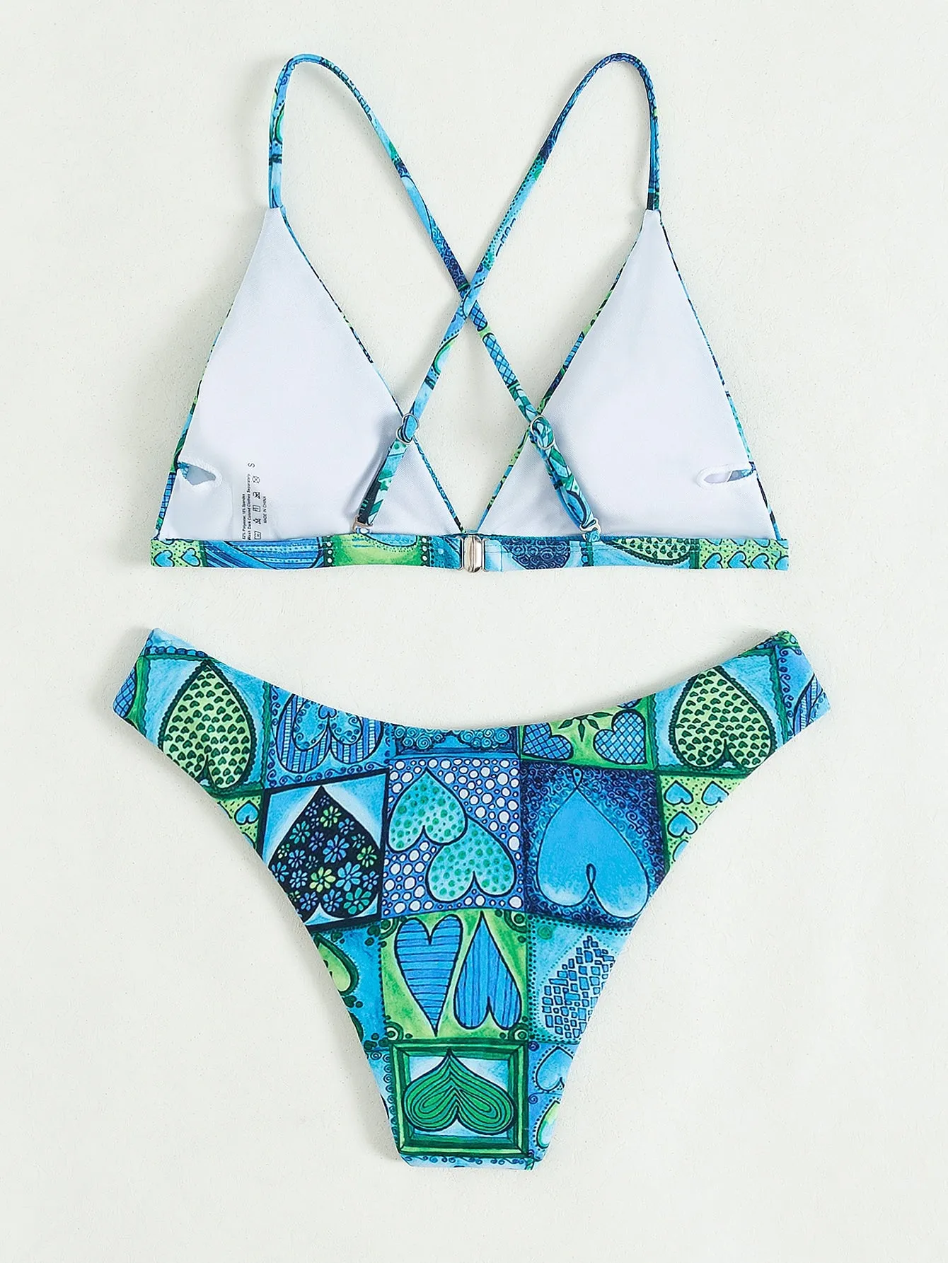 Cute Heart Criss Cross V Neck Women Bikini Sets