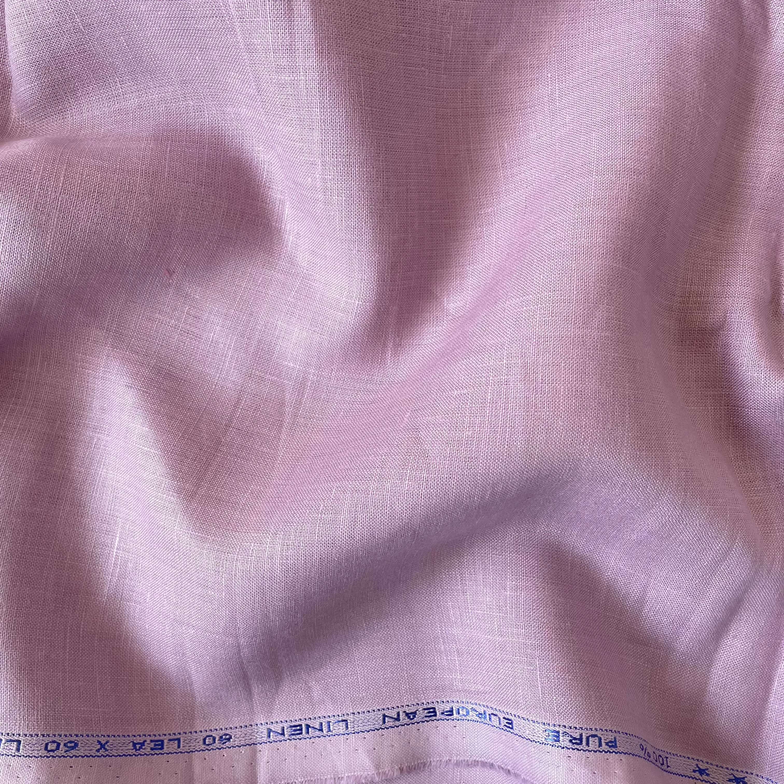 Dusty Lilac Plain Premium 60 Lea Pure Linen Fabric (Width 58 Inches)