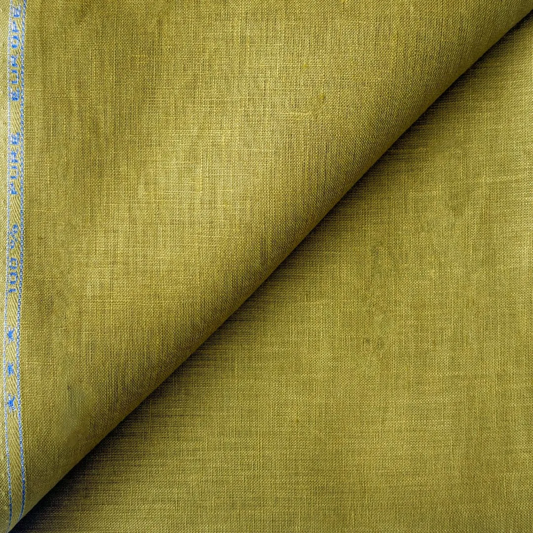 Dusty Olive Green Plain Premium 60 Lea Pure Linen Fabric (Width 58 Inches)