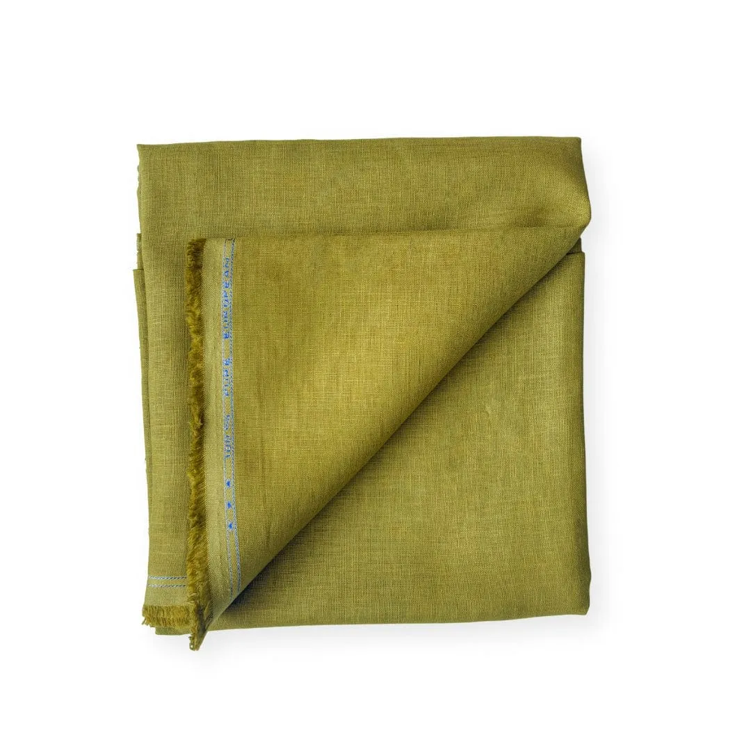 Dusty Olive Green Plain Premium 60 Lea Pure Linen Fabric (Width 58 Inches)