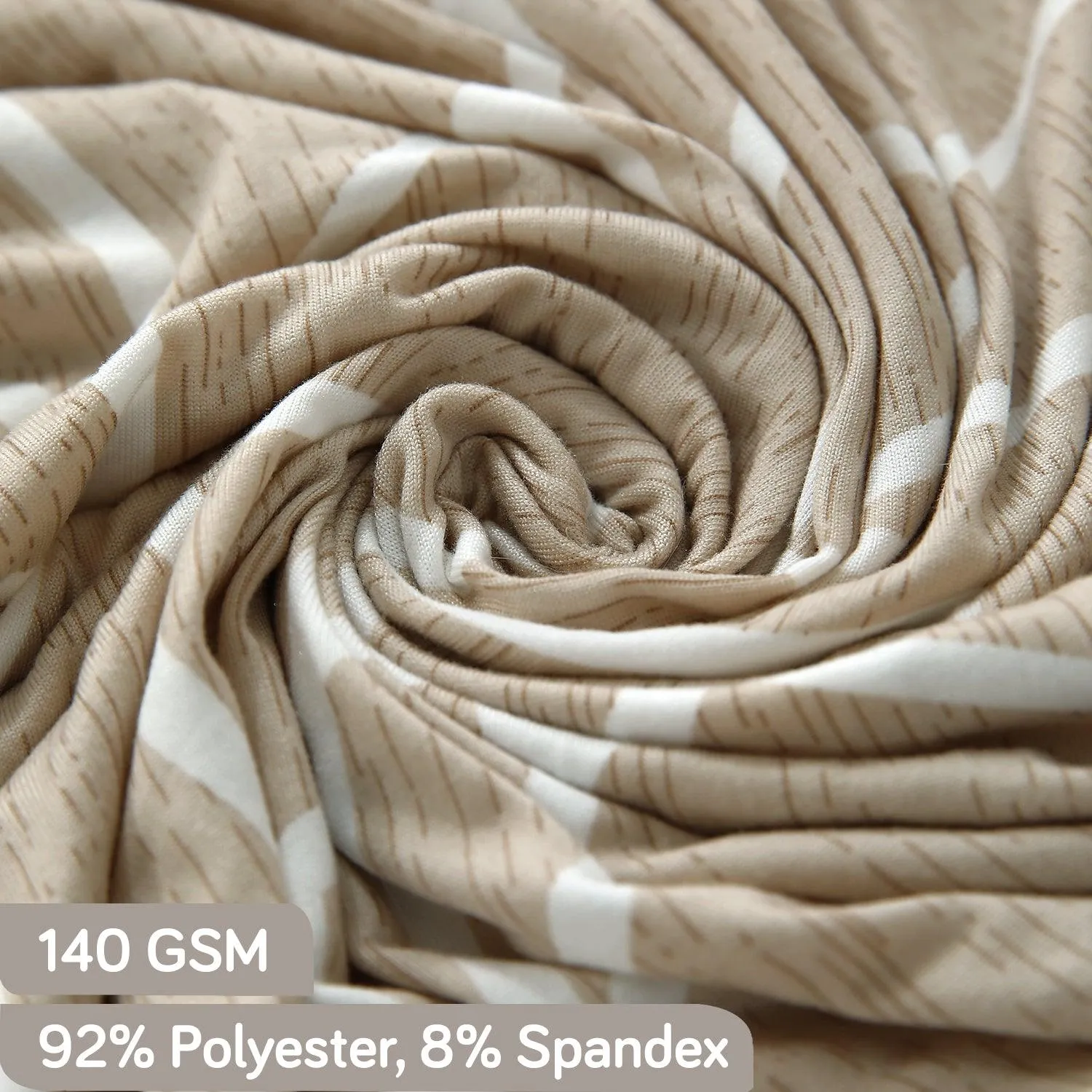 Elastic Stretchable Printed 140gsm Fully Covered Sofa Cover, Beige Abstract Geometry