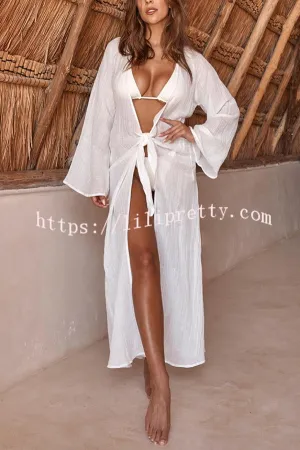 Emily Cotton Linen Blend Free Lace-up Backless Beach Cover-up