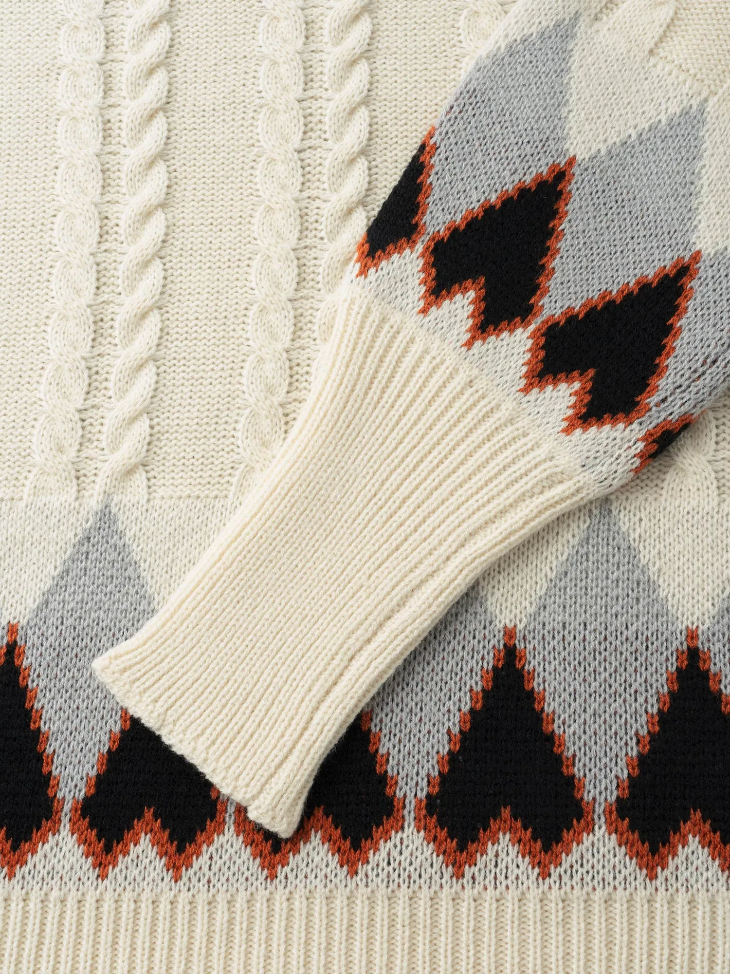 Fair Isle Crew Neck Split Hem Pullover