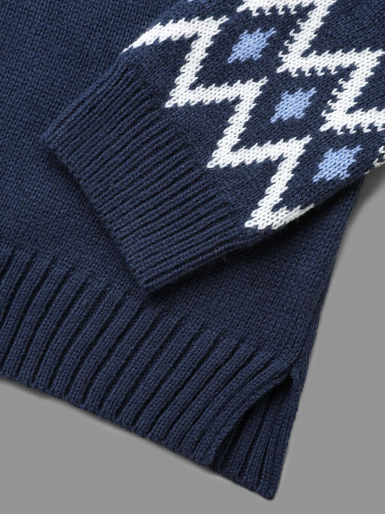 Fair Isle Yoke Pattern Crew-Neck Pullover