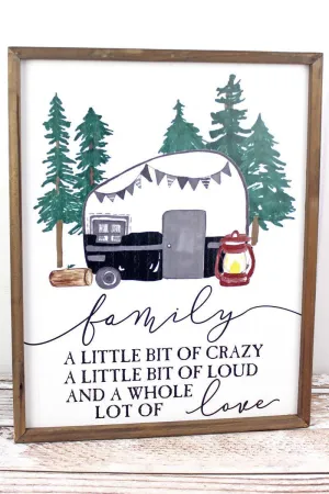 'FAMILY' WOOD FRAMED CAMPER WALL SIGN