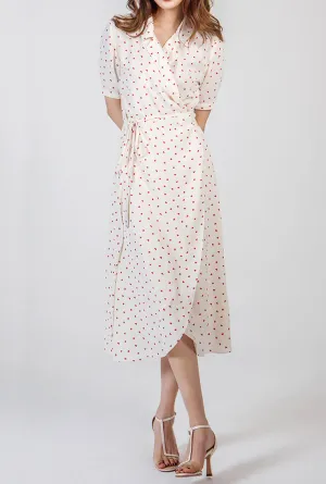 Fashion Floral Print Lapel Slim Midi Dress