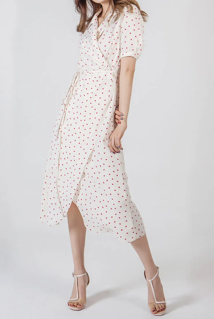 Fashion Floral Print Lapel Slim Midi Dress