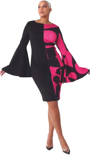 For Her Women Dress 82062-Black Fuchsia