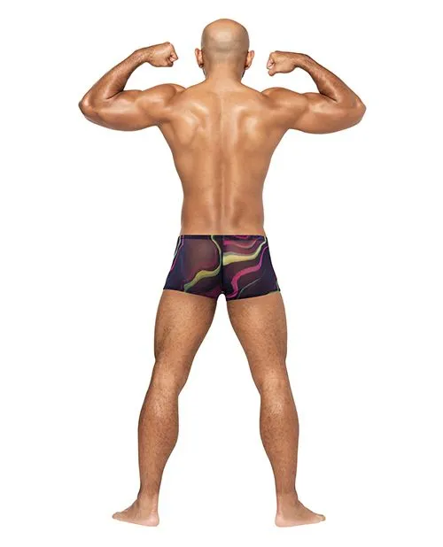 Galactic Print Micro Mesh Mini Shorts