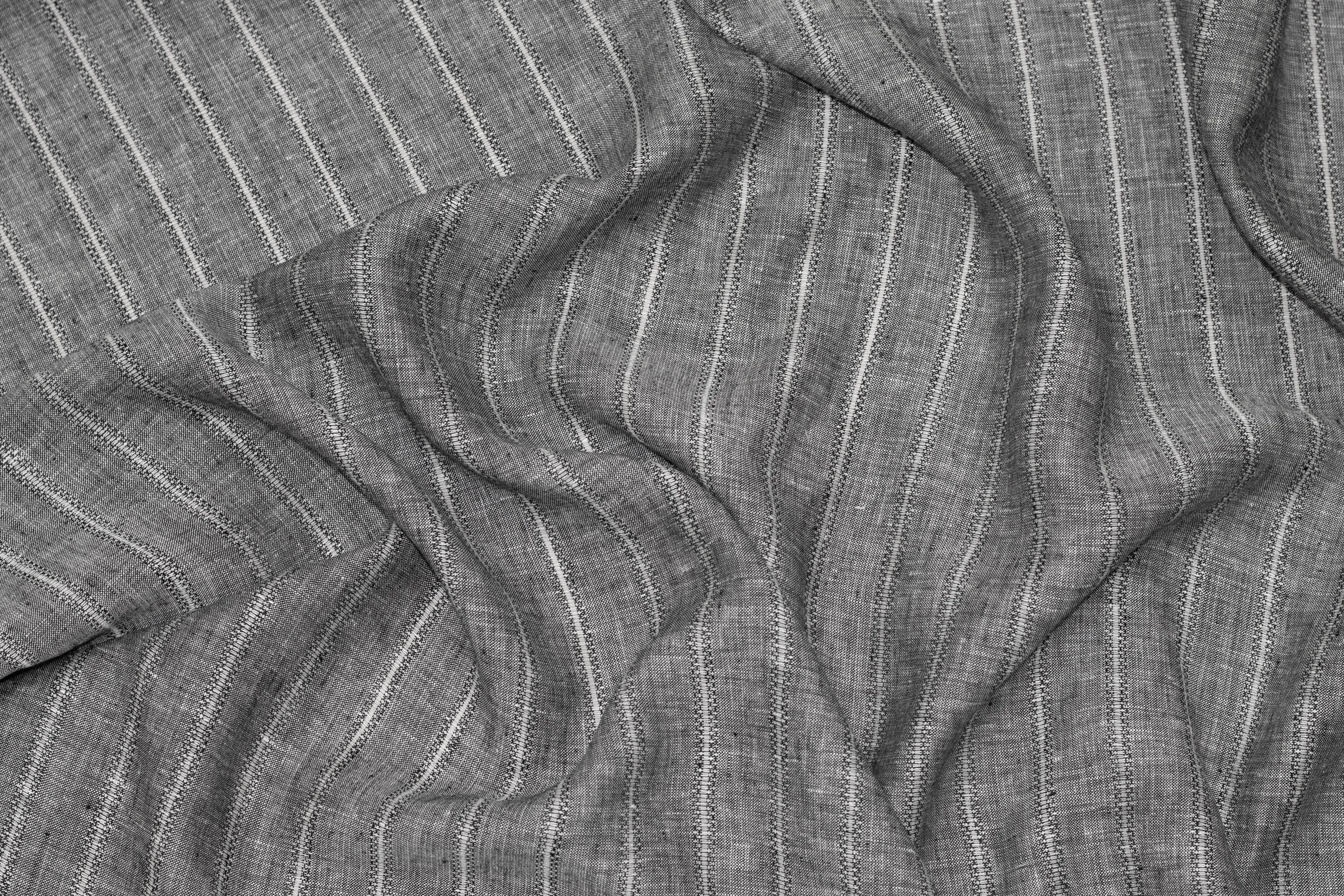 Gray Striped Italian Linen