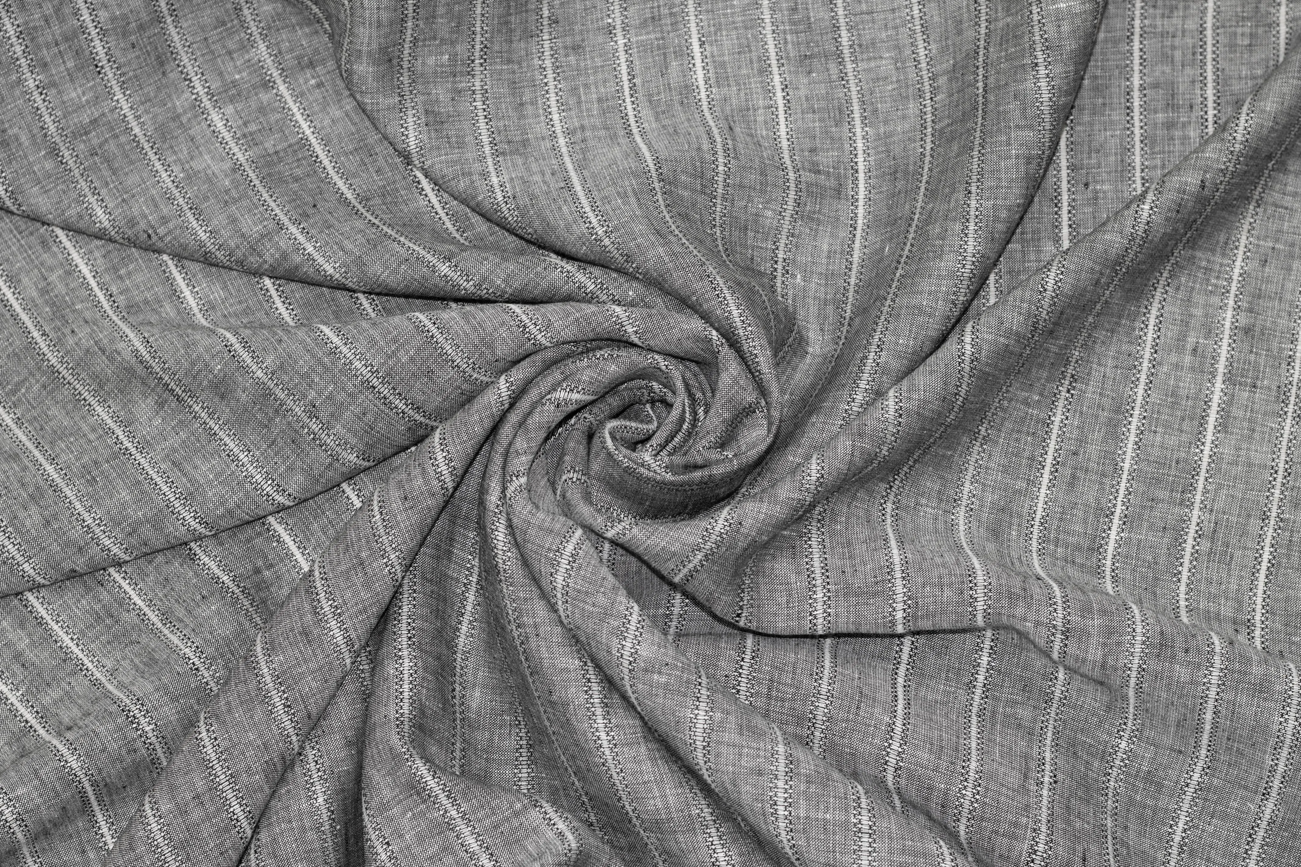 Gray Striped Italian Linen