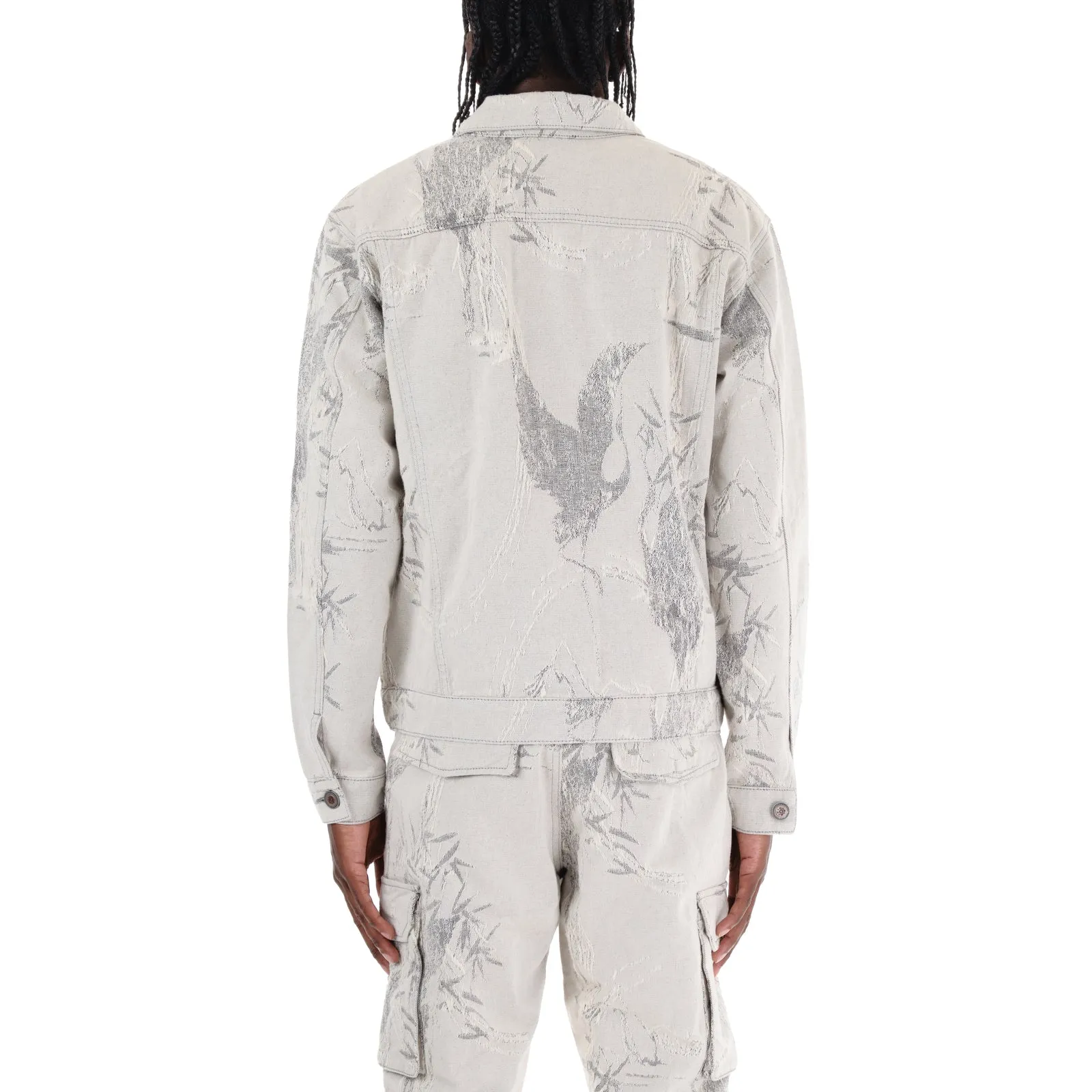 GREY TAPESTRY TRUCKER JACKET