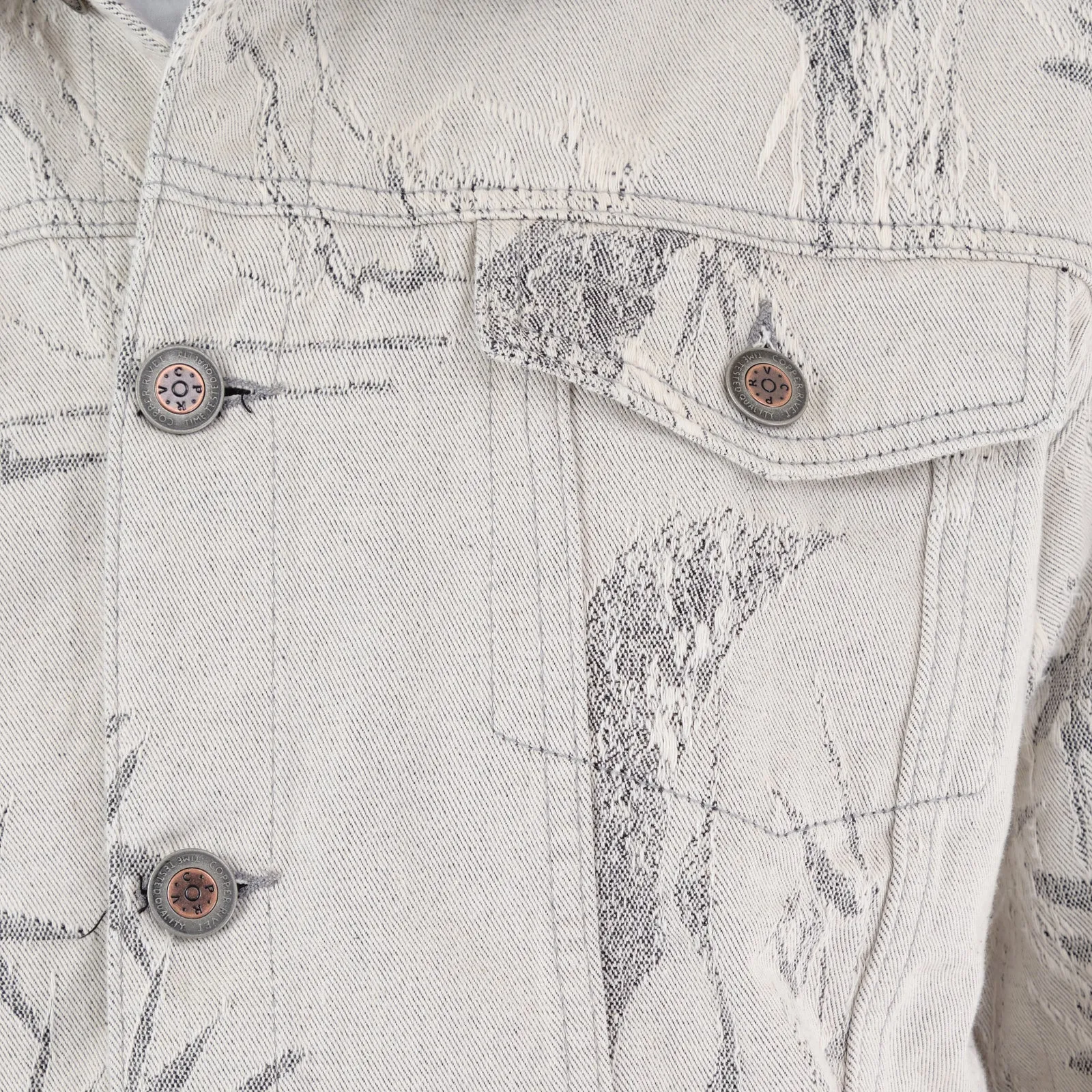 GREY TAPESTRY TRUCKER JACKET