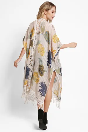 JP5234 Juniper Floral Kimono With Tassels
