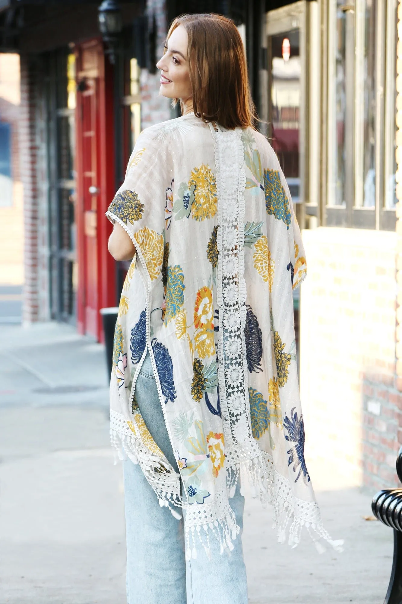 JP5234 Juniper Floral Kimono With Tassels