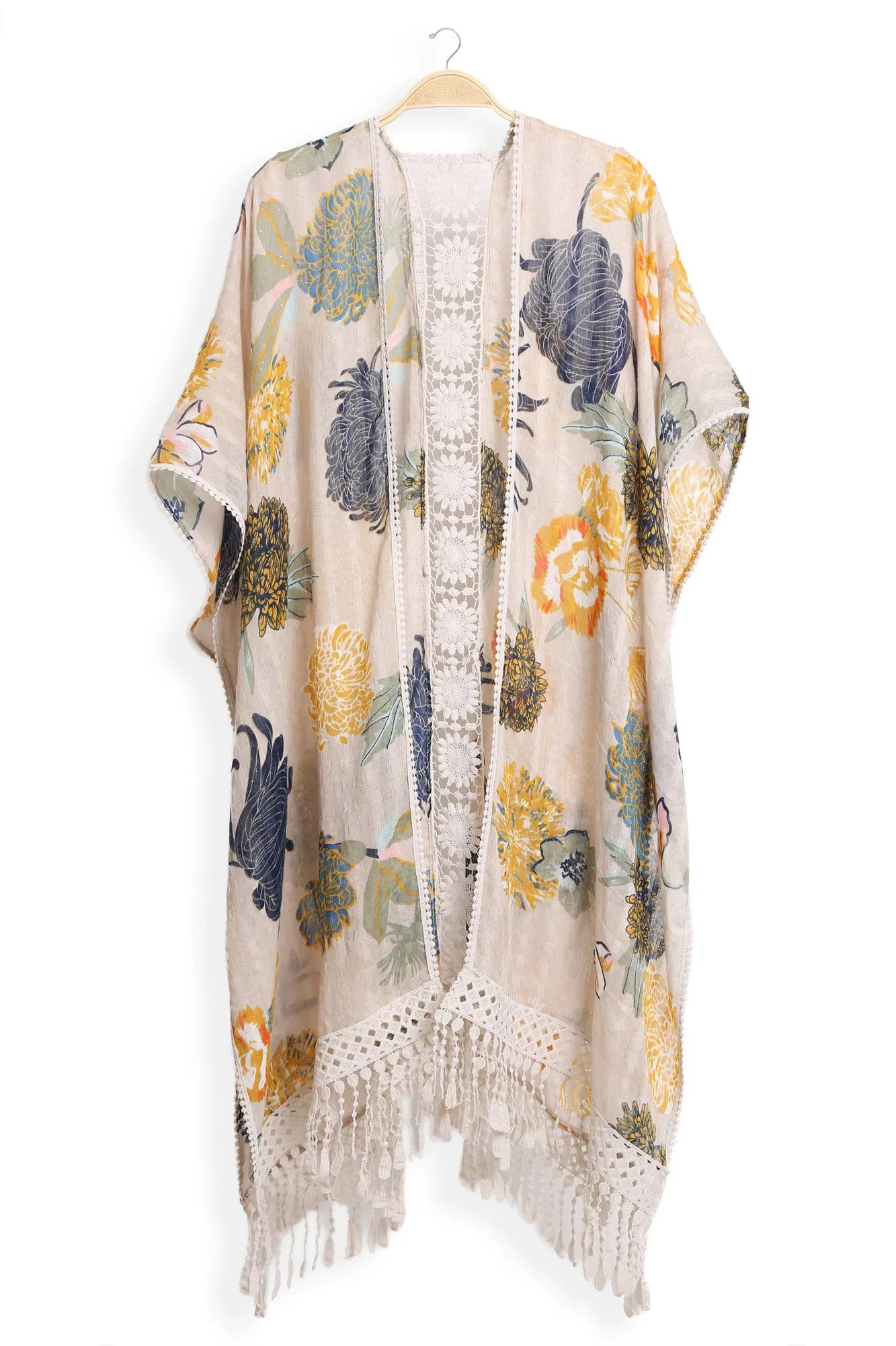 JP5234 Juniper Floral Kimono With Tassels