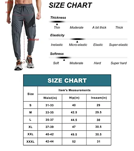 Libin Men's Lightweight Joggers Quick Dry Cargo Hiking Pants