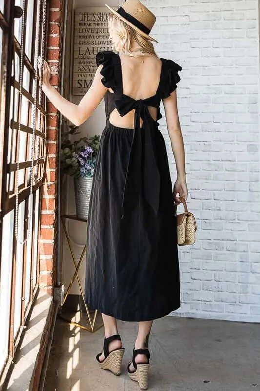 Linen Ruffle Midi Dress