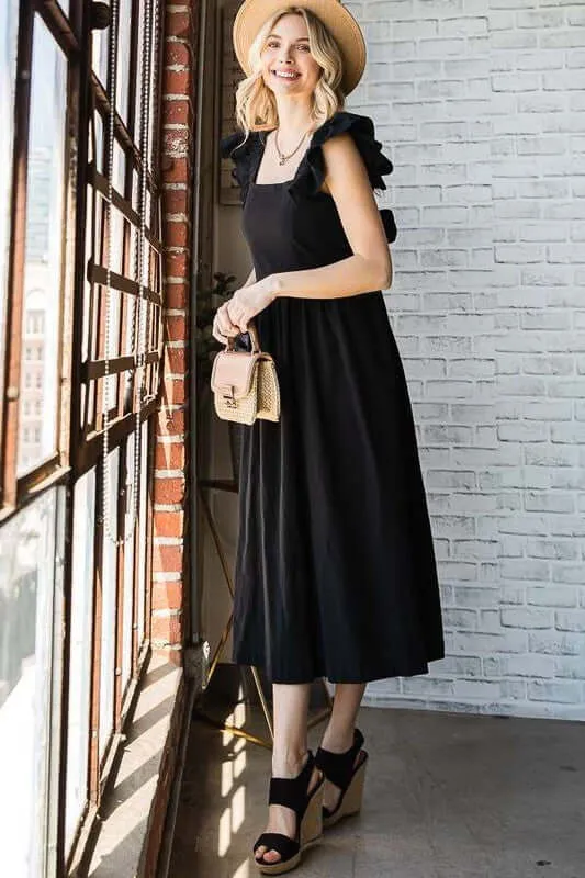 Linen Ruffle Midi Dress