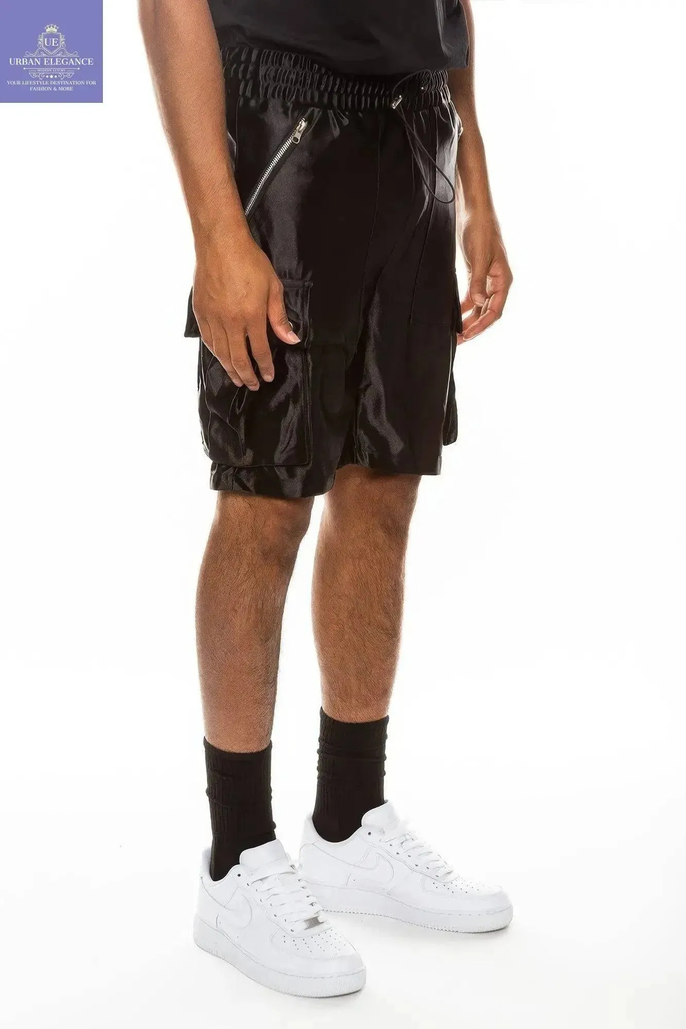 Luxurious Satin Cargo Shorts for Men