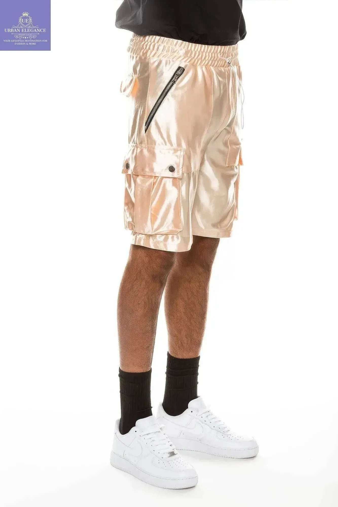 Luxurious Satin Cargo Shorts for Men