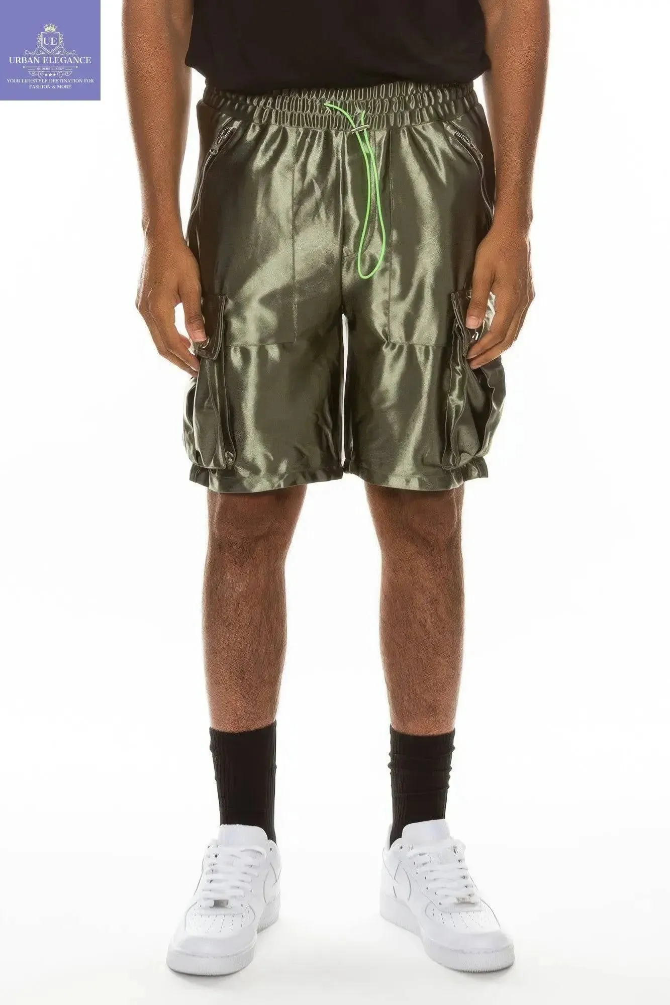 Luxurious Satin Cargo Shorts for Men