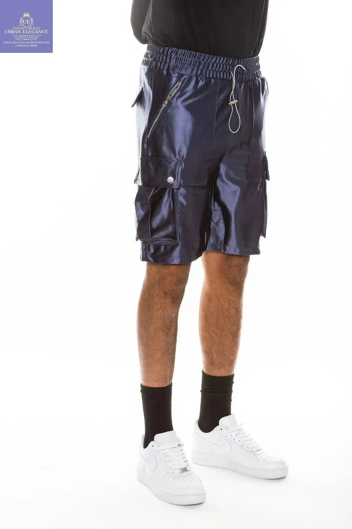 Luxurious Satin Cargo Shorts for Men
