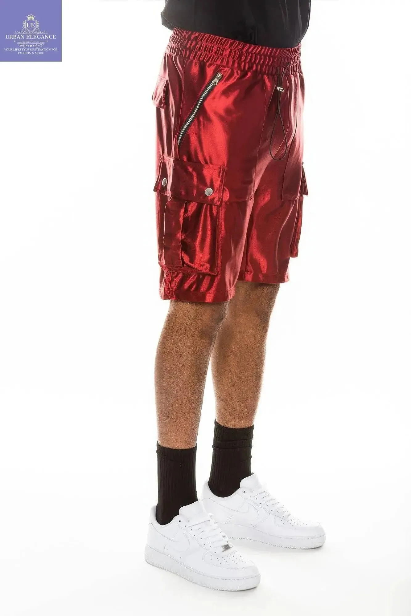 Luxurious Satin Cargo Shorts for Men