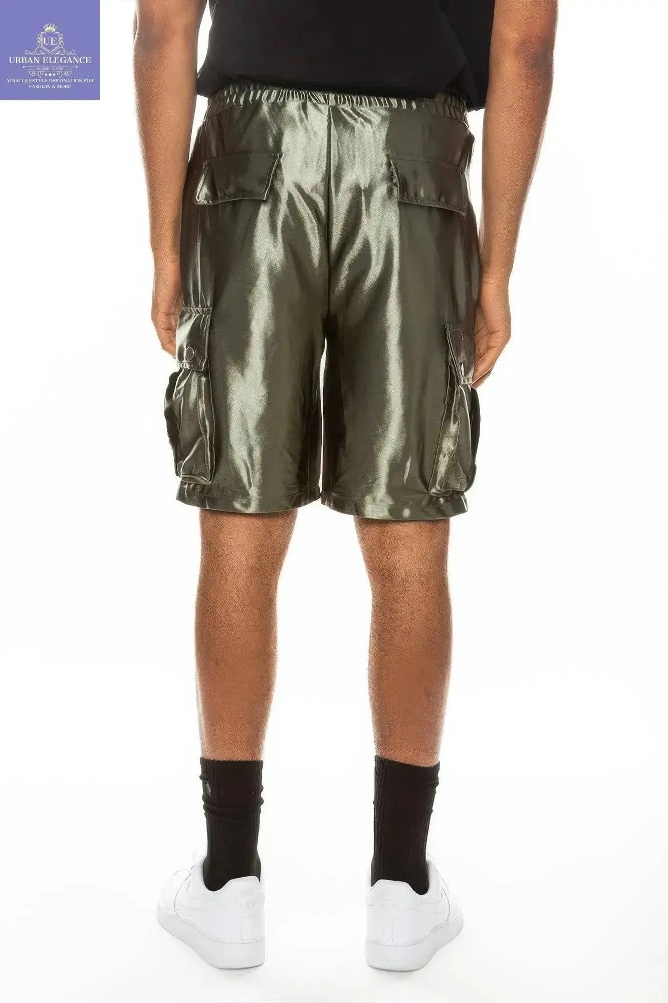 Luxurious Satin Cargo Shorts for Men