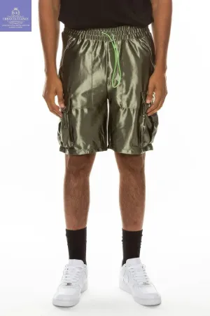 Luxurious Satin Cargo Shorts for Men