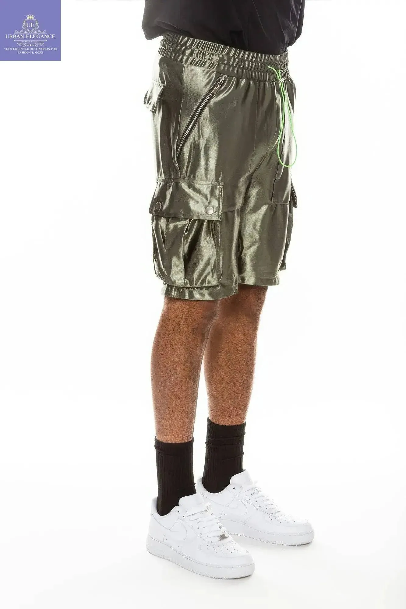 Luxurious Satin Cargo Shorts for Men